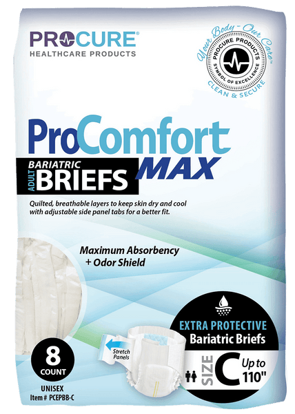 ProComfortMax Adult Disposable Unisex Extra Protective Bariatric Briefs, Heavy Absorbency
