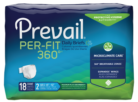 Prevail® Per-Fit 360°™ Unisex Disposable Incontinence Brief - Tab Closure, Heavy Absorbency