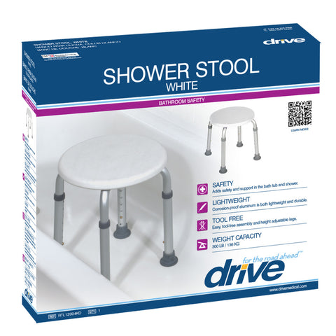 Drive Medical Adjustable Height Bath Stool, White (RTL12004KD)