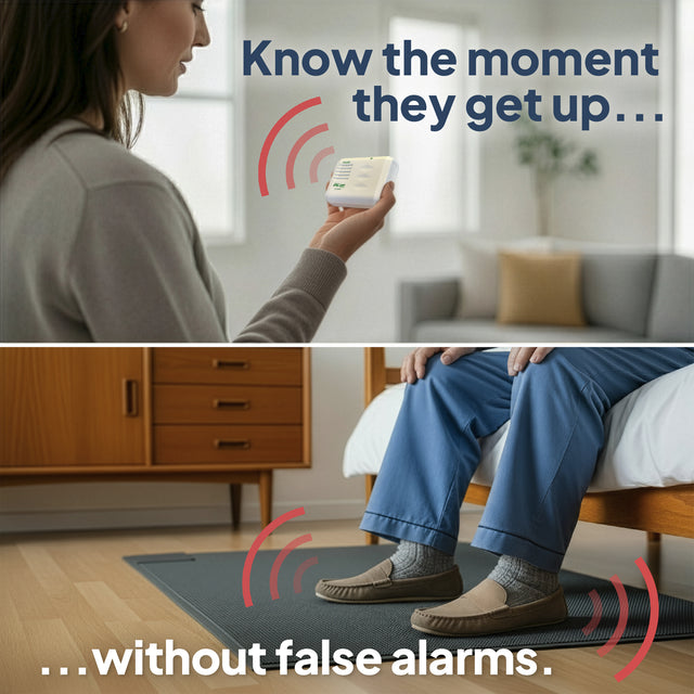 Smart Caregiver Bedside Floor Mat Alarm with Caregiver Pager (WPFM7-SYS)