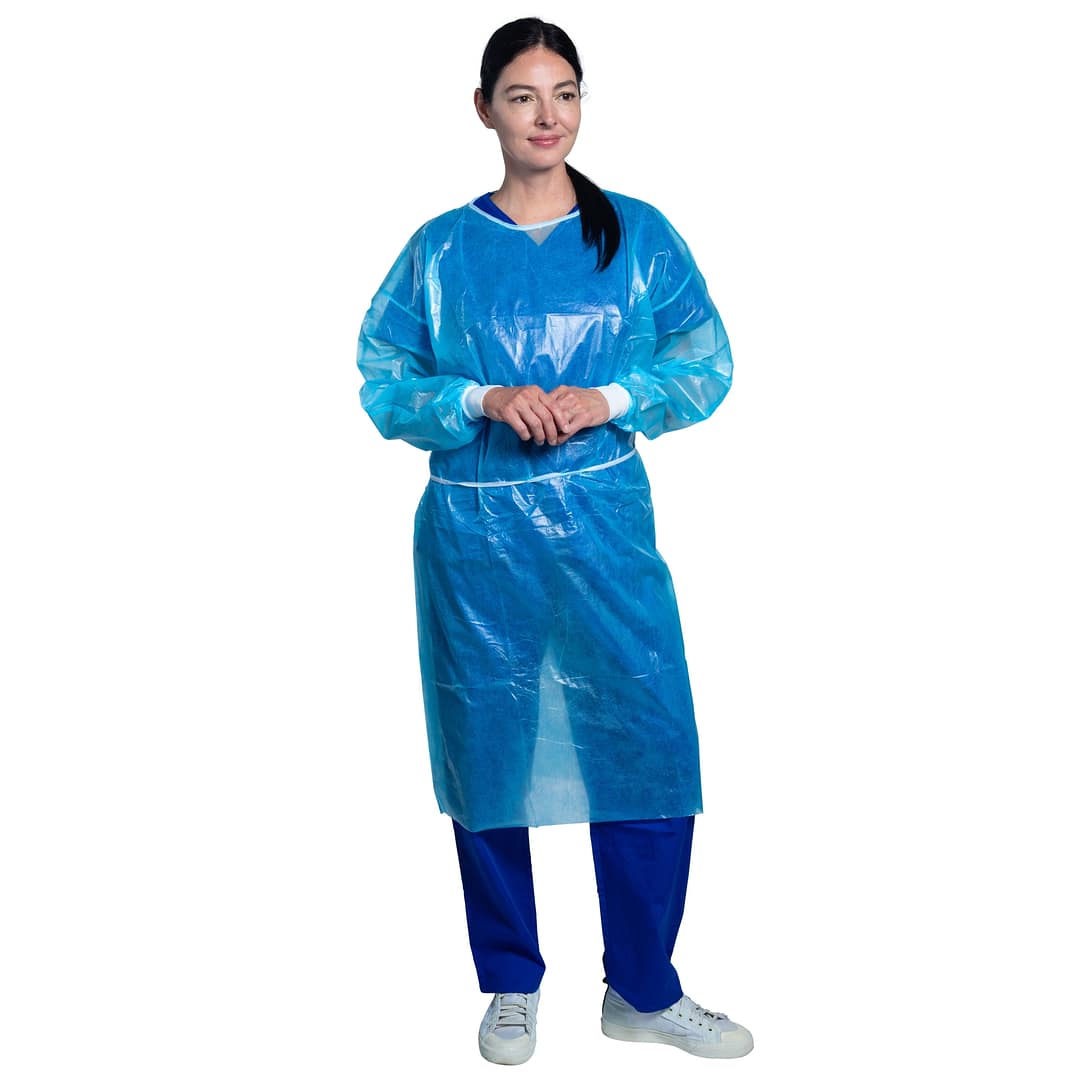 Procure Protective Procedure / Isolation Gowns - Fluid Impervious / Poly Coated, Blue / X-Large (PC167)
