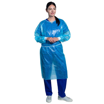Procure Protective Procedure / Isolation Gowns - Fluid Impervious / Poly Coated, Blue / X-Large (PC167)