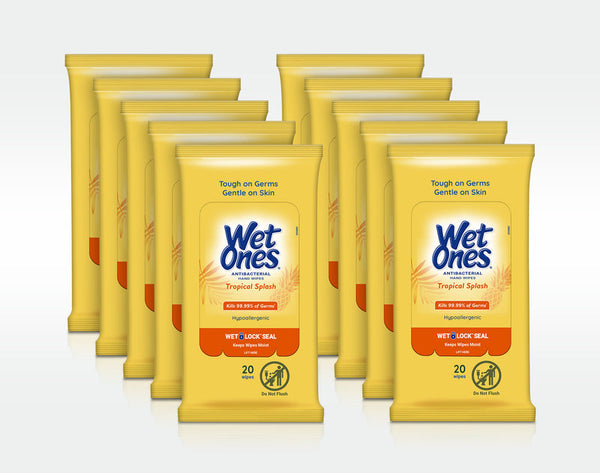Wet Ones® Antibacterial Hand Wipes with BZK, Tropical Splash Scent, Soft Pack (07682804864)