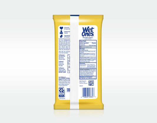 Wet Ones® Antibacterial Hand Wipes with BZK, Tropical Splash Scent, Soft Pack (07682804864)