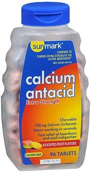 Sunmark® Antacid 750 mg Strength Chewable Tablet 96 per Bottle