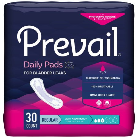 Prevail® Daily Pads Female Disposable Bladder Control Pads - 9.25 Inch, Light Absorbency (PV-930/2)