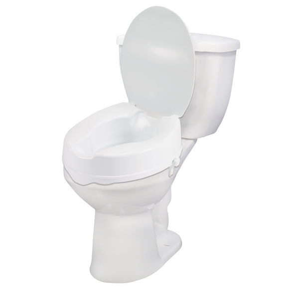 Raised Toilet Seat with Lock and Lid, 4"
