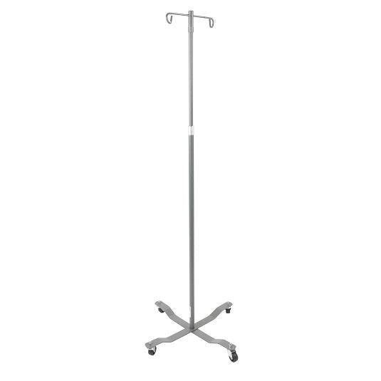 Economy Removable Top I. V. Pole, 2 Hook Top, Silver Vein