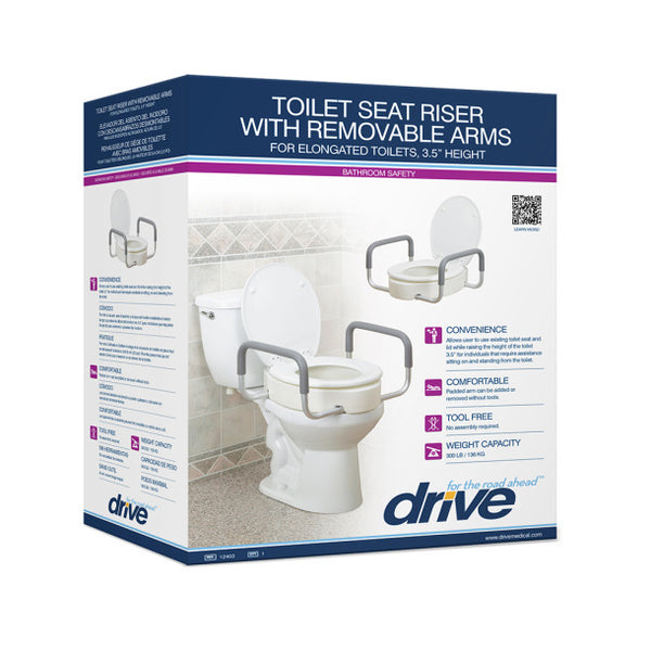 Drive Medical Premium Seat Riser with Removable Arms, White