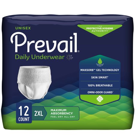 Prevail® Daily Underwear Extra Disposable Adult Unisex Pull-On Absorbent Underwear, Moderate Absorbency