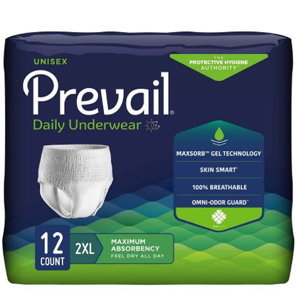 Prevail® Daily Underwear Extra Disposable Adult Unisex Pull-On Absorbent Underwear, Moderate Absorbency