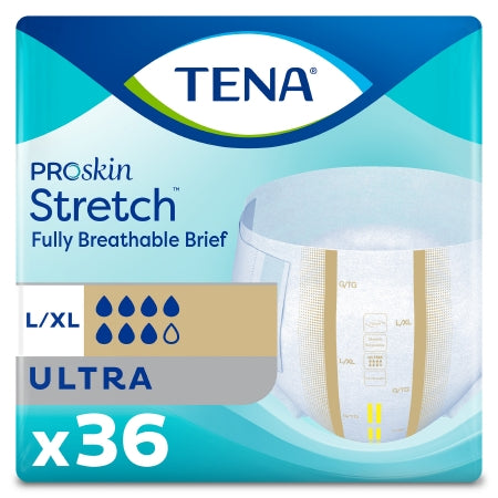 Unisex Adult Incontinence Brief TENA ProSkin Stretch™ Ultra, Tab Closure, Disposable, Heavy Absorbency