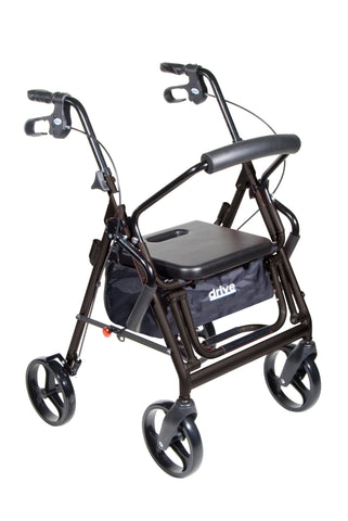 Duet Dual Function Transport Wheelchair Walker Rollator, Black