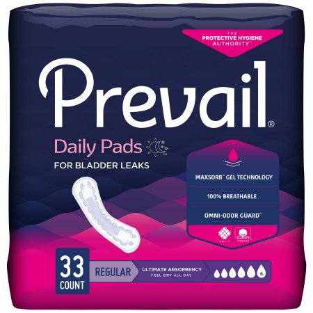 Prevail® Daily Pads Bladder Control Pad 16 Inch Length Heavy Absorbency Polymer Female Disposable