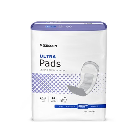 McKesson Ultra Disposable Adult Unisex 14.5" Bladder Control Pad, Heavy Absorbency (PADHV)