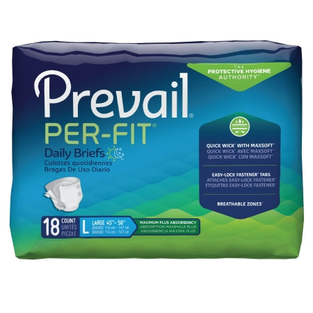 Prevail® Per-Fit® Maximum Plus Disposable Adult Unisex Incontinence Brief, Heavy Absorbency