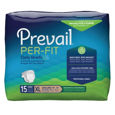 Prevail® Per-Fit® Maximum Plus Adult Incontinent Brief, Tab Closure Disposable Heavy Absorbency