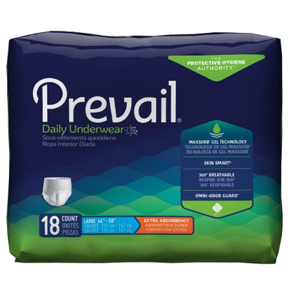 Prevail® Daily Underwear Extra Disposable Adult Unisex Pull-On Absorbent Underwear, Moderate Absorbency