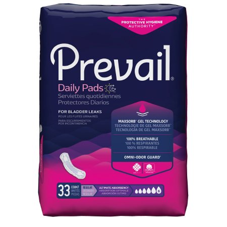 Prevail® Bladder Control Pad 16 Inch Length Heavy Absorbency Polymer Female Disposable