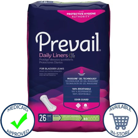 Prevail® Daily Liner Female Disposable Bladder Control Pad - Light Absorbency (PV-926)