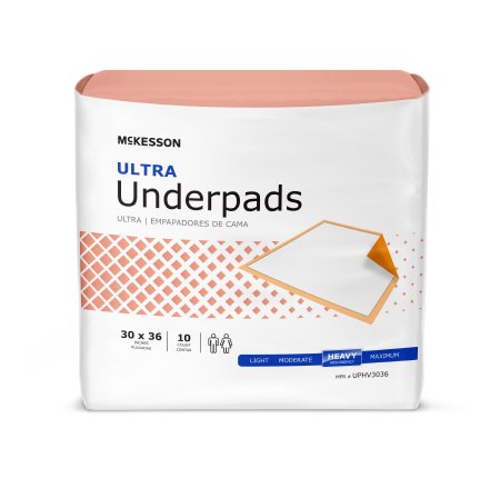 McKesson Ultra Unisex Adult Disposable Underpads, 30 x 36" Fluff / Polymer - Heavy Absorbency (UPHV3036)