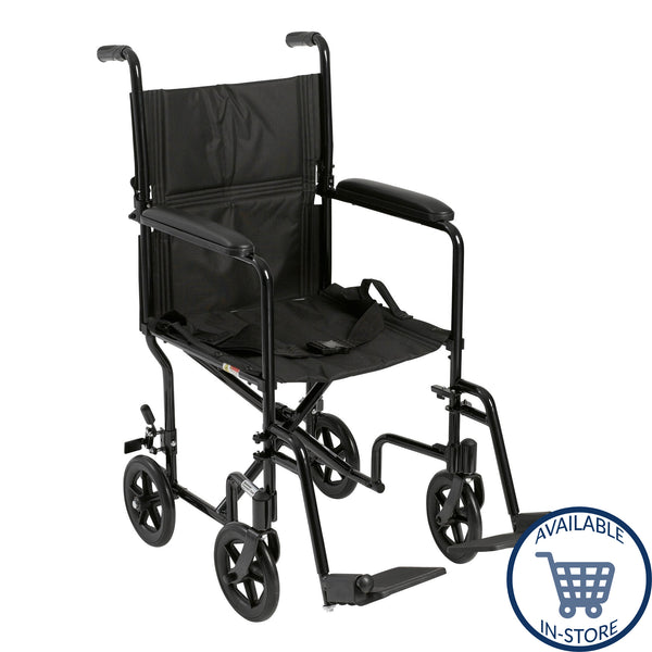 Lightweight Transport Wheelchair, 19" Seat, Black