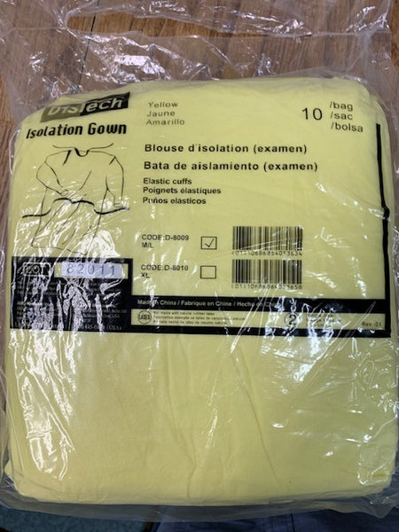 Protective Procedure Gown Adult Medium/ Large Yellow NonSterile 10/bg PPE-