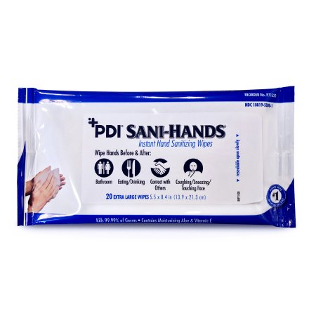 PDI Hand Sanitizing Wipe Sani-Hands® 20 Count Ethyl Alcohol Wipe Soft Pack